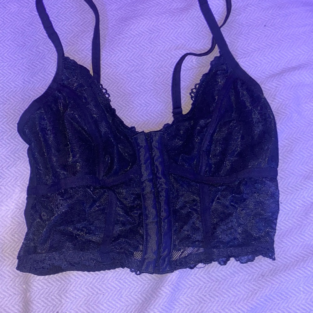 Black Lace Cropped Corset Top